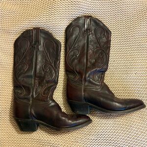 Women’s Dan Post Dark Brown and Red Western Boots